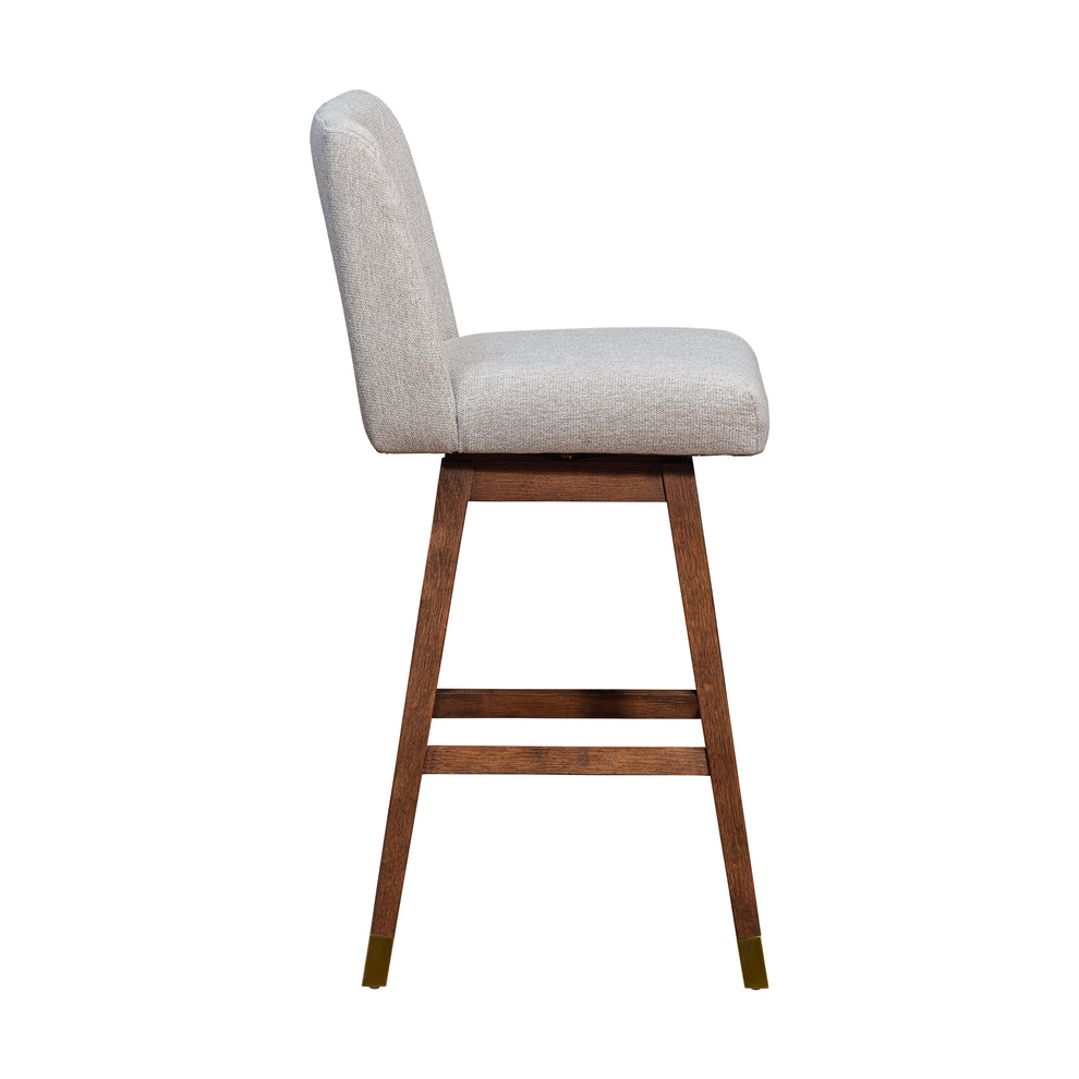 Basila Swivel Bar Stool in Brown Oak Wood Finish with Taupe Fabric By Armen Living | Bar Stools | Modishstore - 5