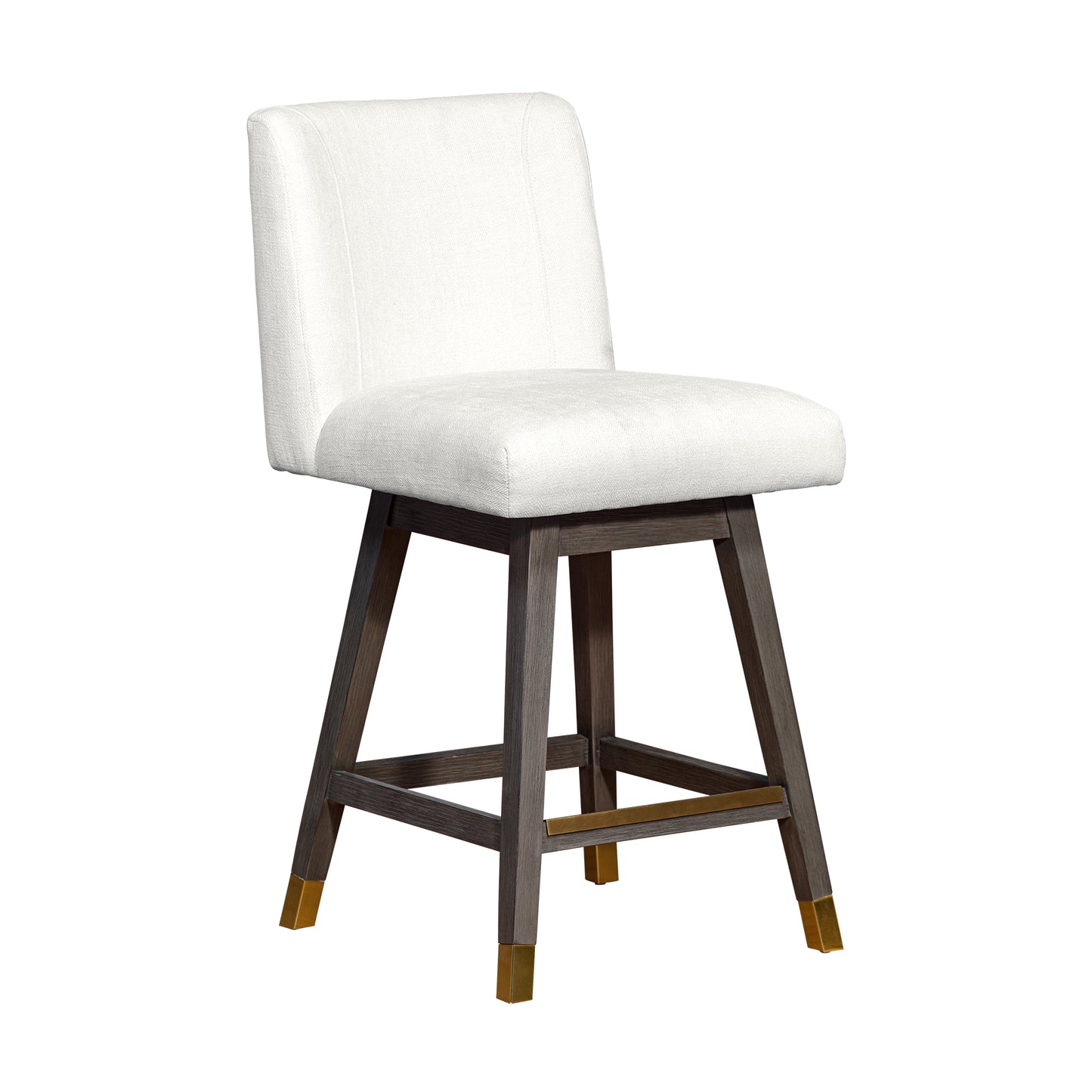 Basila Swivel Counter Stool in Grey Oak Wood Finish with Pearl Fabric By Armen Living | Counter Stools | Modishstore - 2