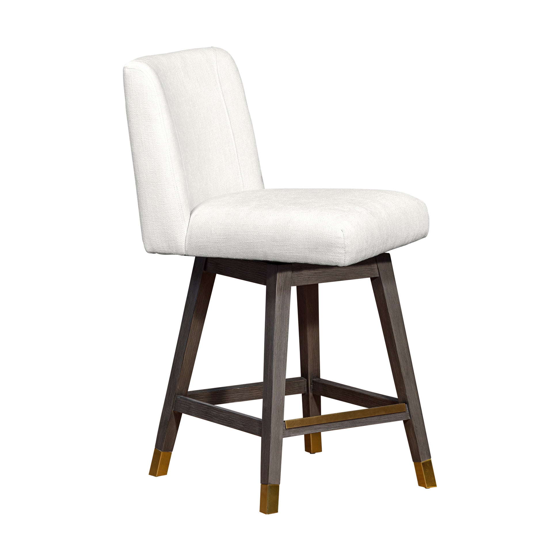 Basila Swivel Counter Stool in Grey Oak Wood Finish with Pearl Fabric By Armen Living | Counter Stools | Modishstore - 3