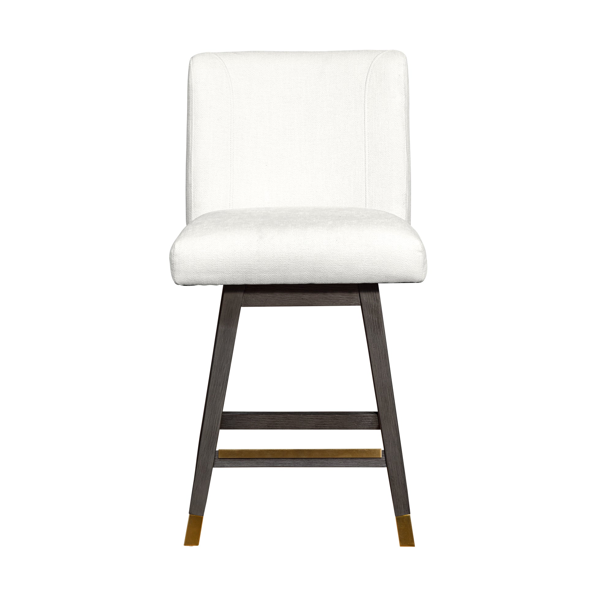 Basila Swivel Counter Stool in Grey Oak Wood Finish with Pearl Fabric By Armen Living | Counter Stools | Modishstore - 4