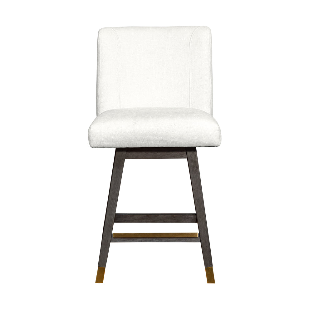Basila Swivel Counter Stool in Grey Oak Wood Finish with Pearl Fabric By Armen Living | Counter Stools | Modishstore - 4