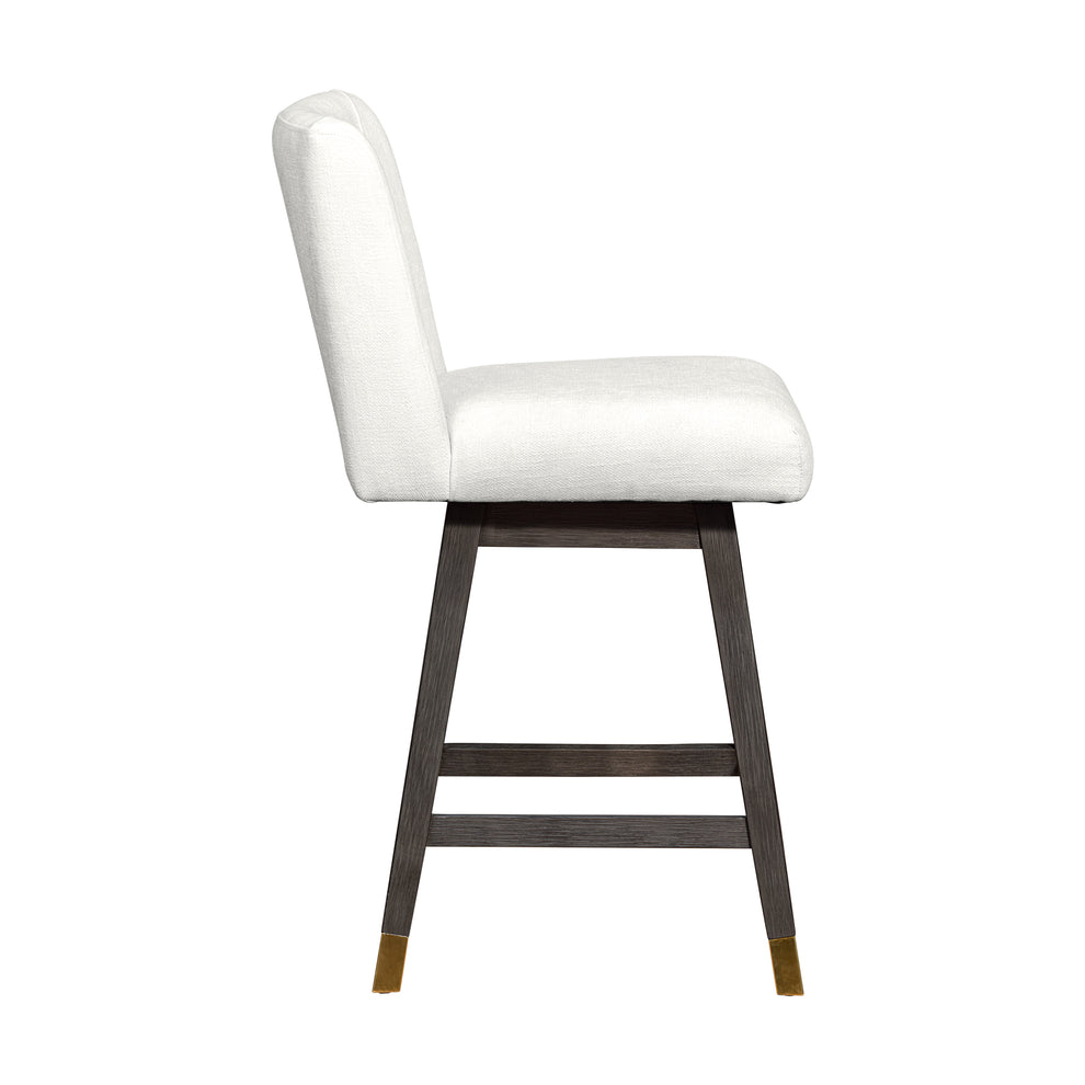 Basila Swivel Counter Stool in Grey Oak Wood Finish with Pearl Fabric By Armen Living | Counter Stools | Modishstore - 5