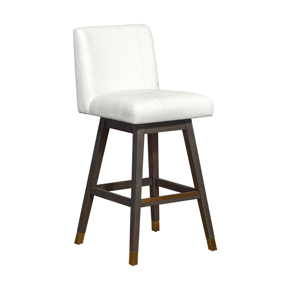 Basila Swivel Bar Stool in Grey Oak Wood Finish with Pearl Fabric By Armen Living | Bar Stools | Modishstore - 2
