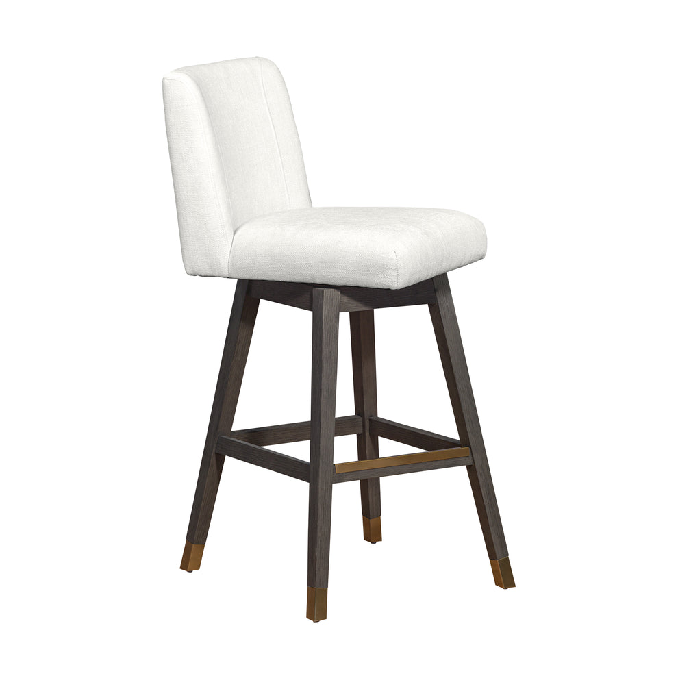 Basila Swivel Bar Stool in Grey Oak Wood Finish with Pearl Fabric By Armen Living | Bar Stools | Modishstore - 3