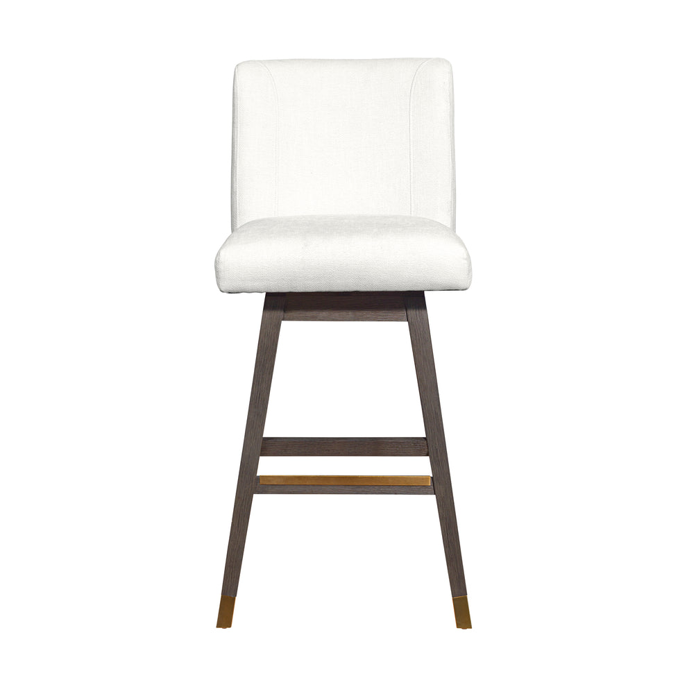Basila Swivel Bar Stool in Grey Oak Wood Finish with Pearl Fabric By Armen Living | Bar Stools | Modishstore - 4