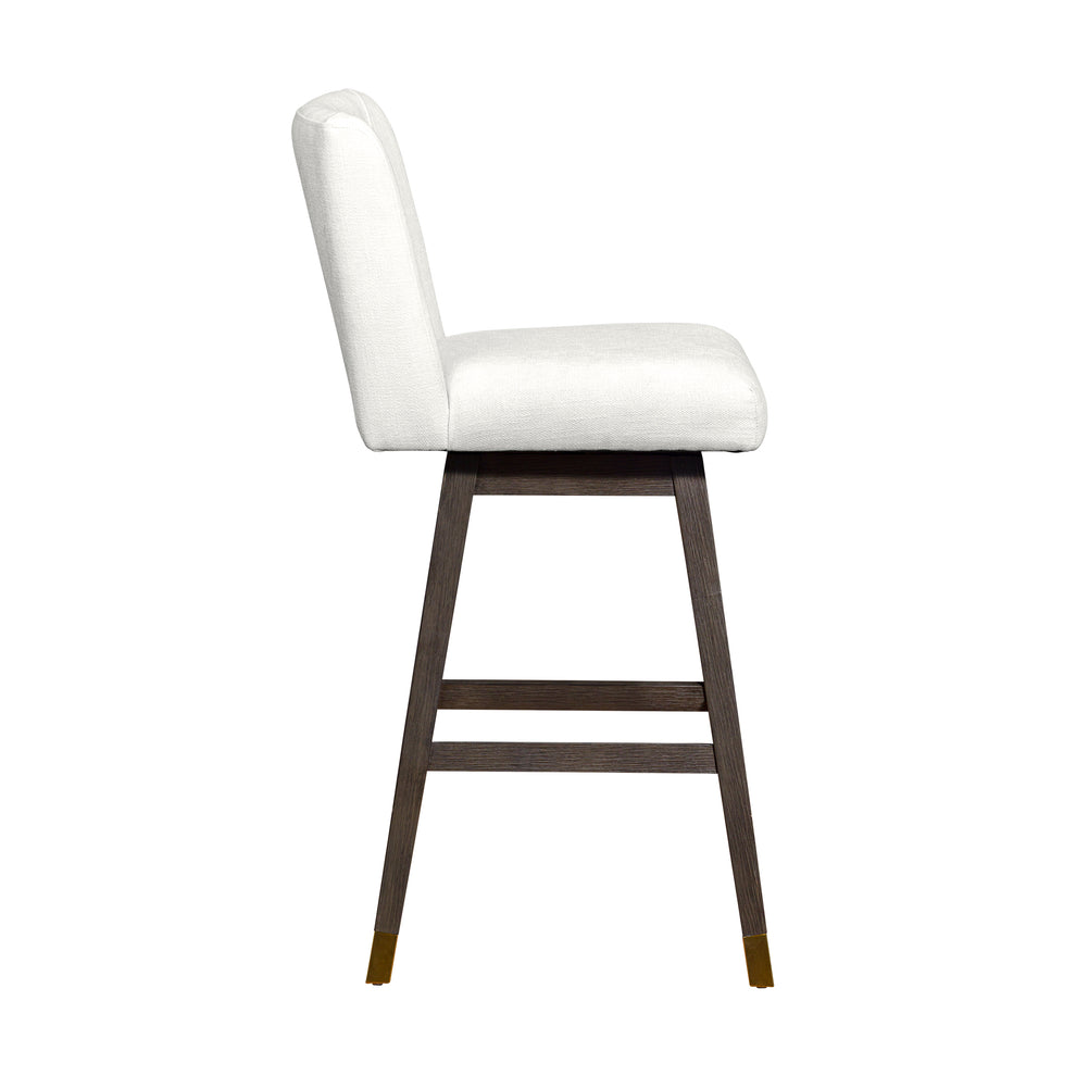 Basila Swivel Bar Stool in Grey Oak Wood Finish with Pearl Fabric By Armen Living | Bar Stools | Modishstore - 5