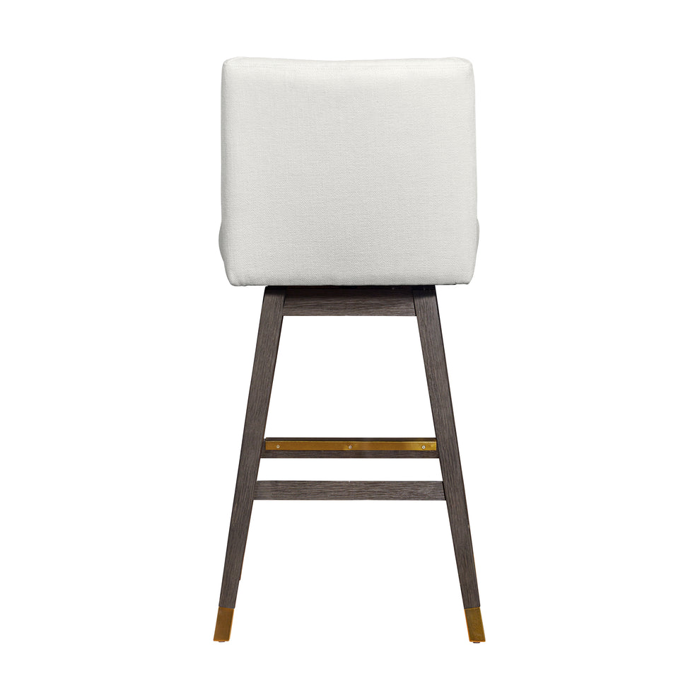 Basila Swivel Bar Stool in Grey Oak Wood Finish with Pearl Fabric By Armen Living | Bar Stools | Modishstore - 6