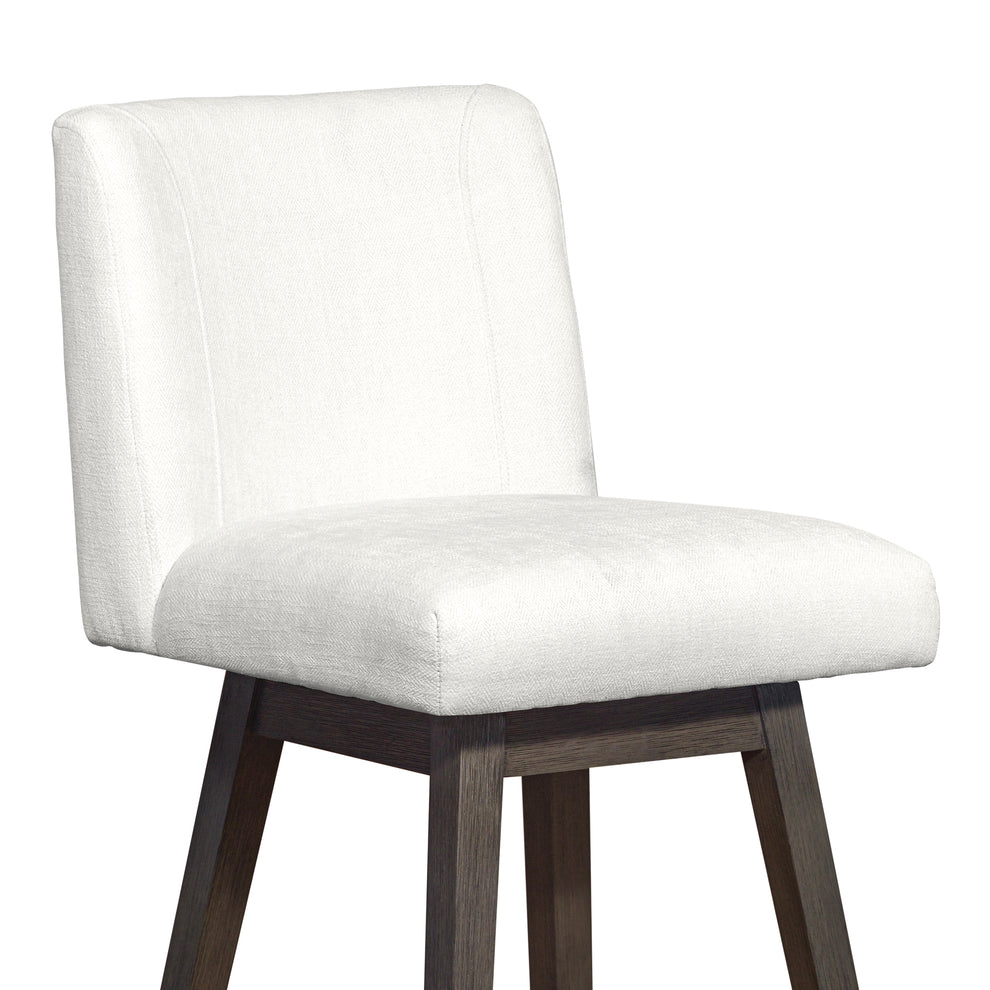 Basila Swivel Bar Stool in Grey Oak Wood Finish with Pearl Fabric By Armen Living | Bar Stools | Modishstore - 7