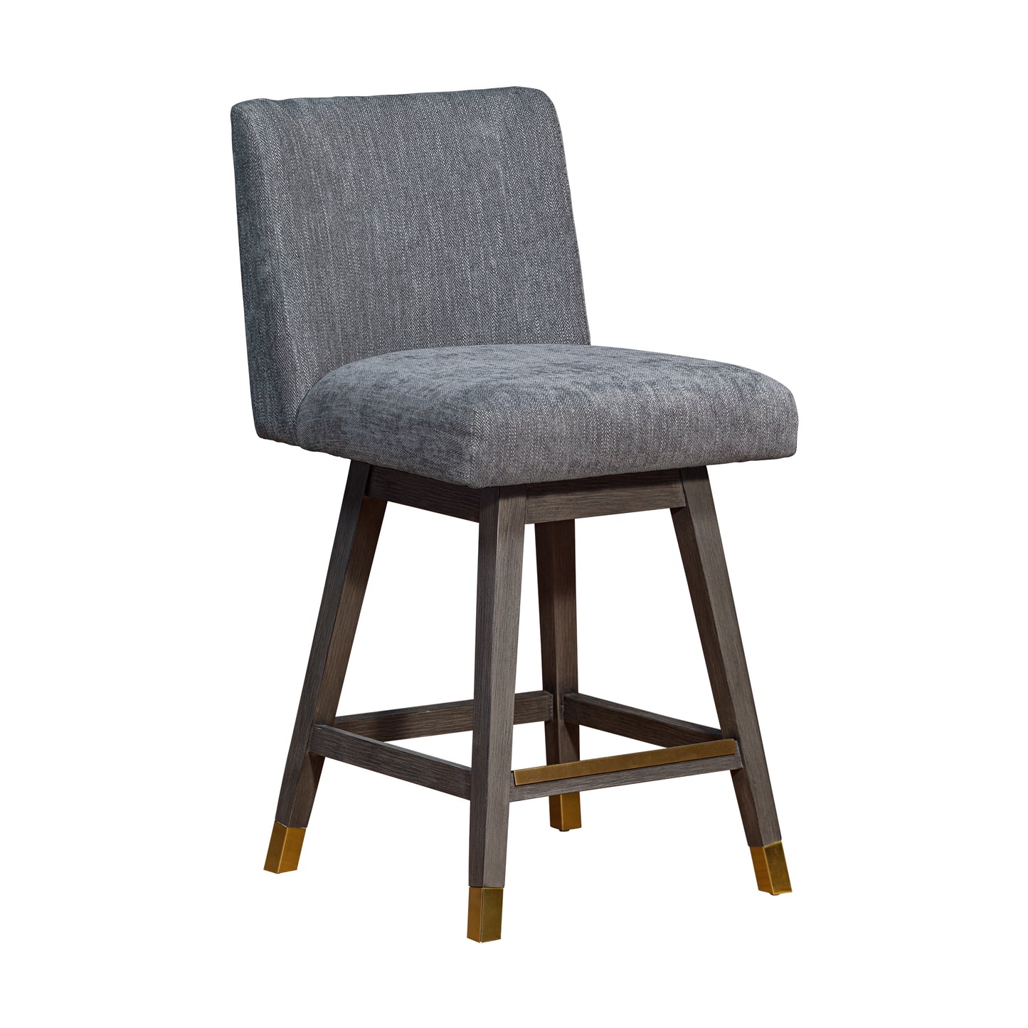Basila Swivel Counter Stool in Grey Oak Wood Finish with Grey Fabric By Armen Living | Counter Stools | Modishstore - 2