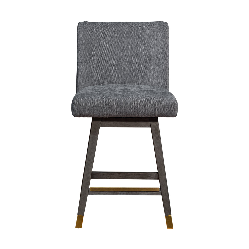 Basila Swivel Counter Stool in Grey Oak Wood Finish with Grey Fabric By Armen Living | Counter Stools | Modishstore - 4