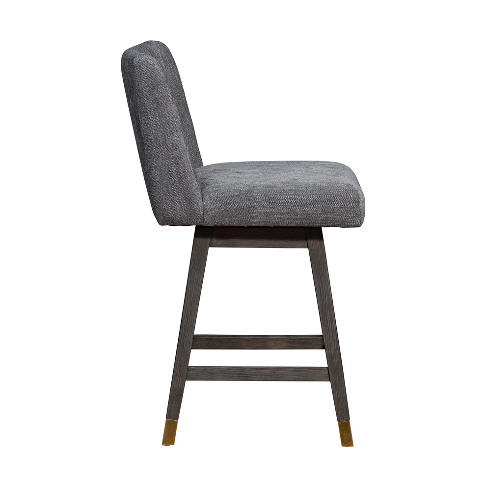 Basila Swivel Counter Stool in Grey Oak Wood Finish with Grey Fabric By Armen Living | Counter Stools | Modishstore - 5