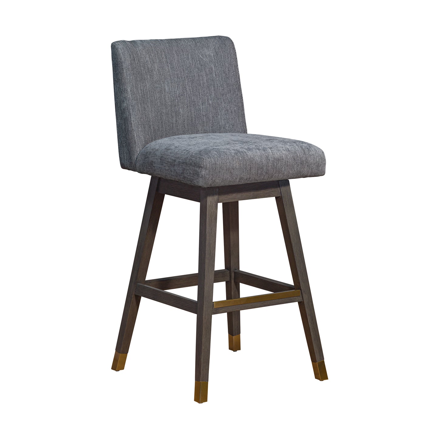 Basila Swivel Bar Stool in Grey Oak Wood Finish with Grey Fabric By Armen Living | Bar Stools | Modishstore - 2