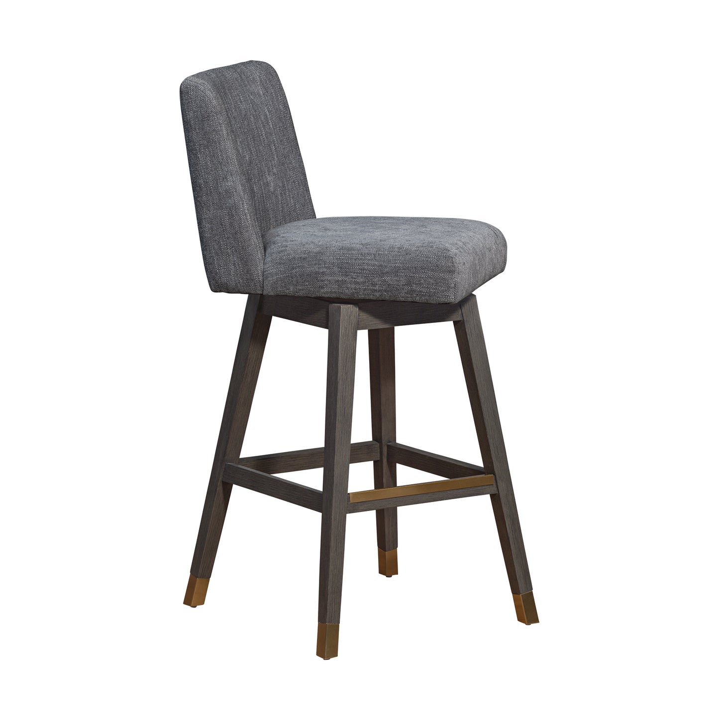 Basila Swivel Bar Stool in Grey Oak Wood Finish with Grey Fabric By Armen Living | Bar Stools | Modishstore - 3