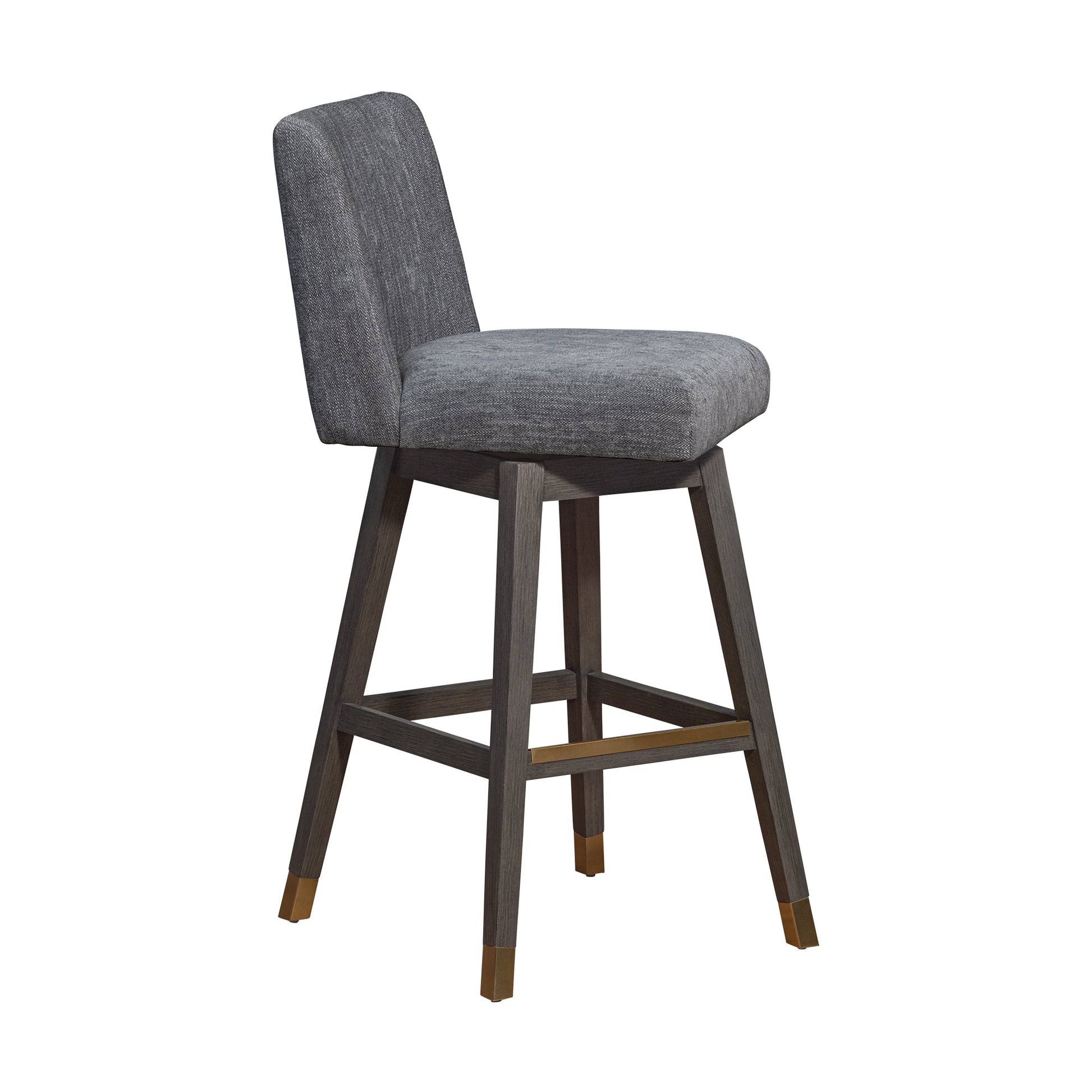 Basila Swivel Bar Stool in Grey Oak Wood Finish with Grey Fabric By Armen Living | Bar Stools | Modishstore - 3