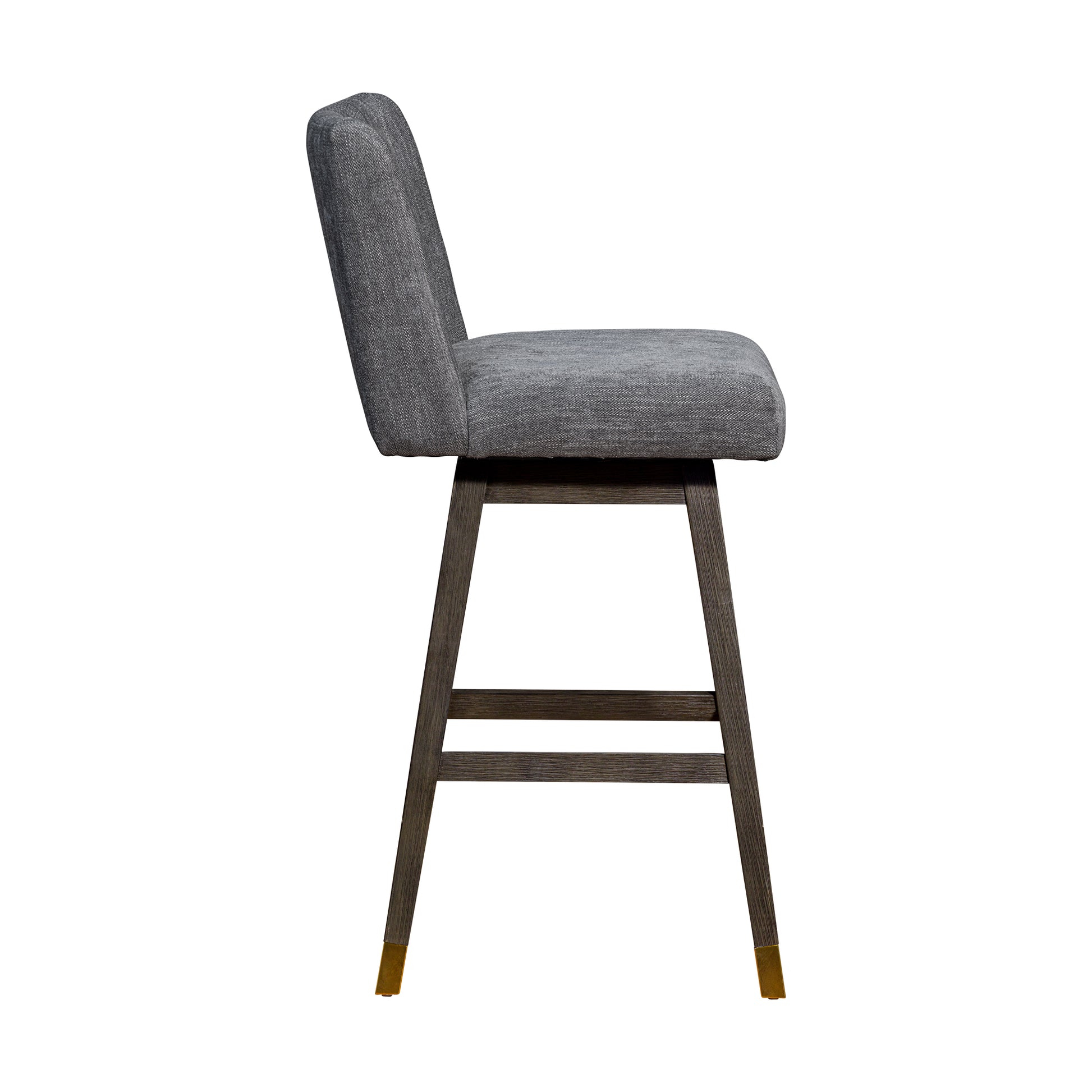 Basila Swivel Bar Stool in Grey Oak Wood Finish with Grey Fabric By Armen Living | Bar Stools | Modishstore - 5