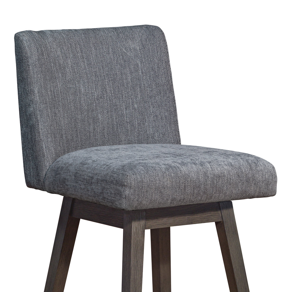 Basila Swivel Bar Stool in Grey Oak Wood Finish with Grey Fabric By Armen Living | Bar Stools | Modishstore - 7