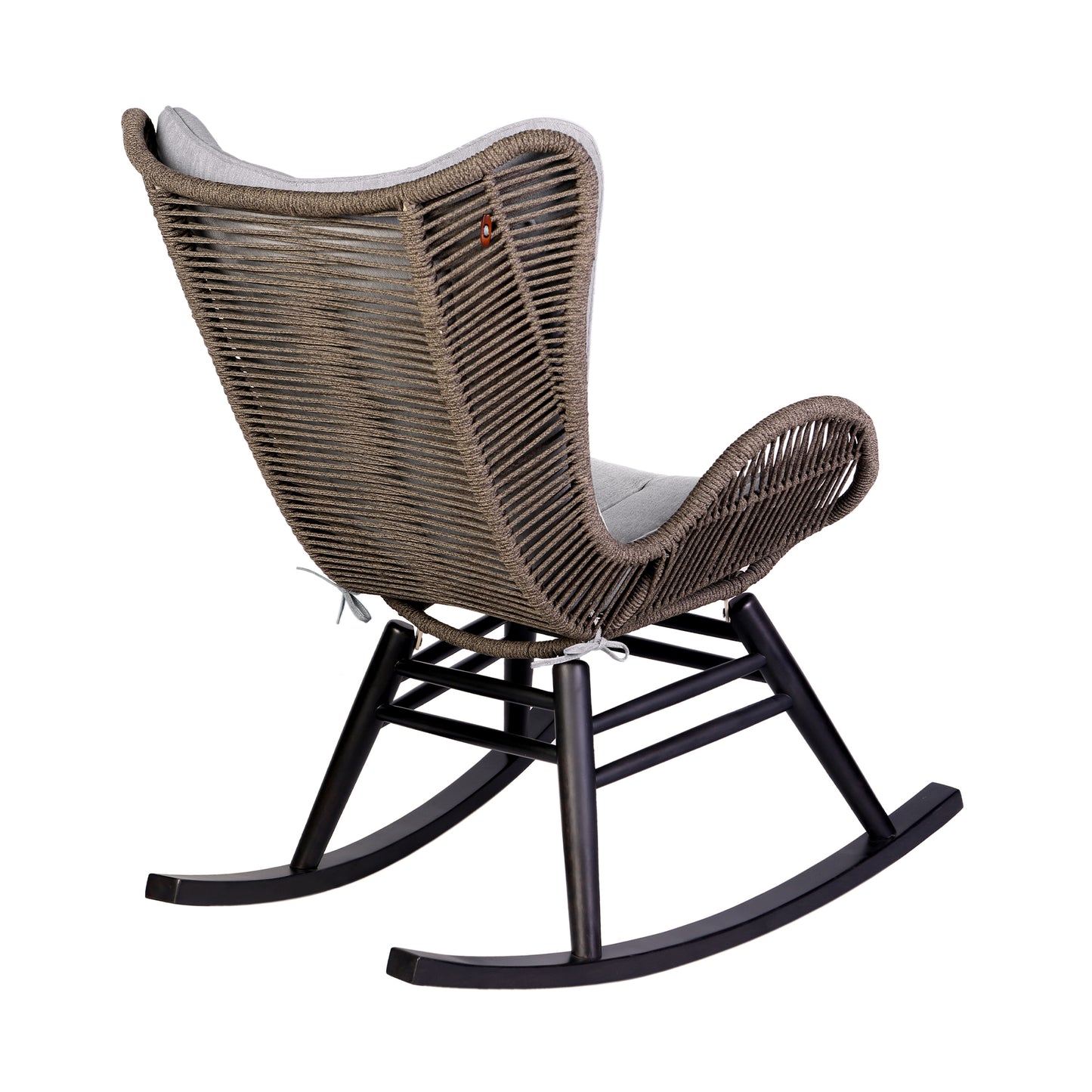 Fanny Outdoor Patio Rocking chair in Dark Eucalyptus Wood and Truffle Rope By Armen Living | Outdoor Chairs | Modishstore - 5