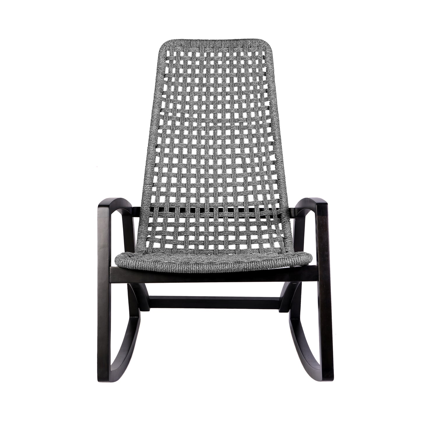 Sequoia Outdoor Patio Rocking Chair in Dark Eucalyptus Wood and Grey Rope By Armen Living | Outdoor Chairs | Modishstore - 3