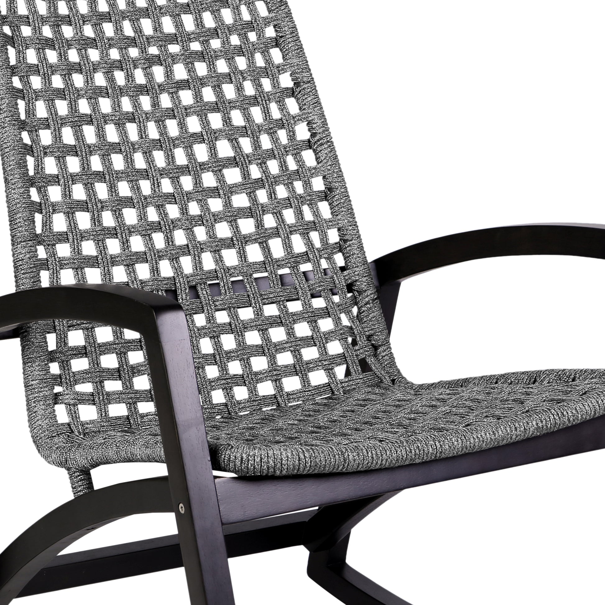 Sequoia Outdoor Patio Rocking Chair in Dark Eucalyptus Wood and Grey Rope By Armen Living | Outdoor Chairs | Modishstore - 7