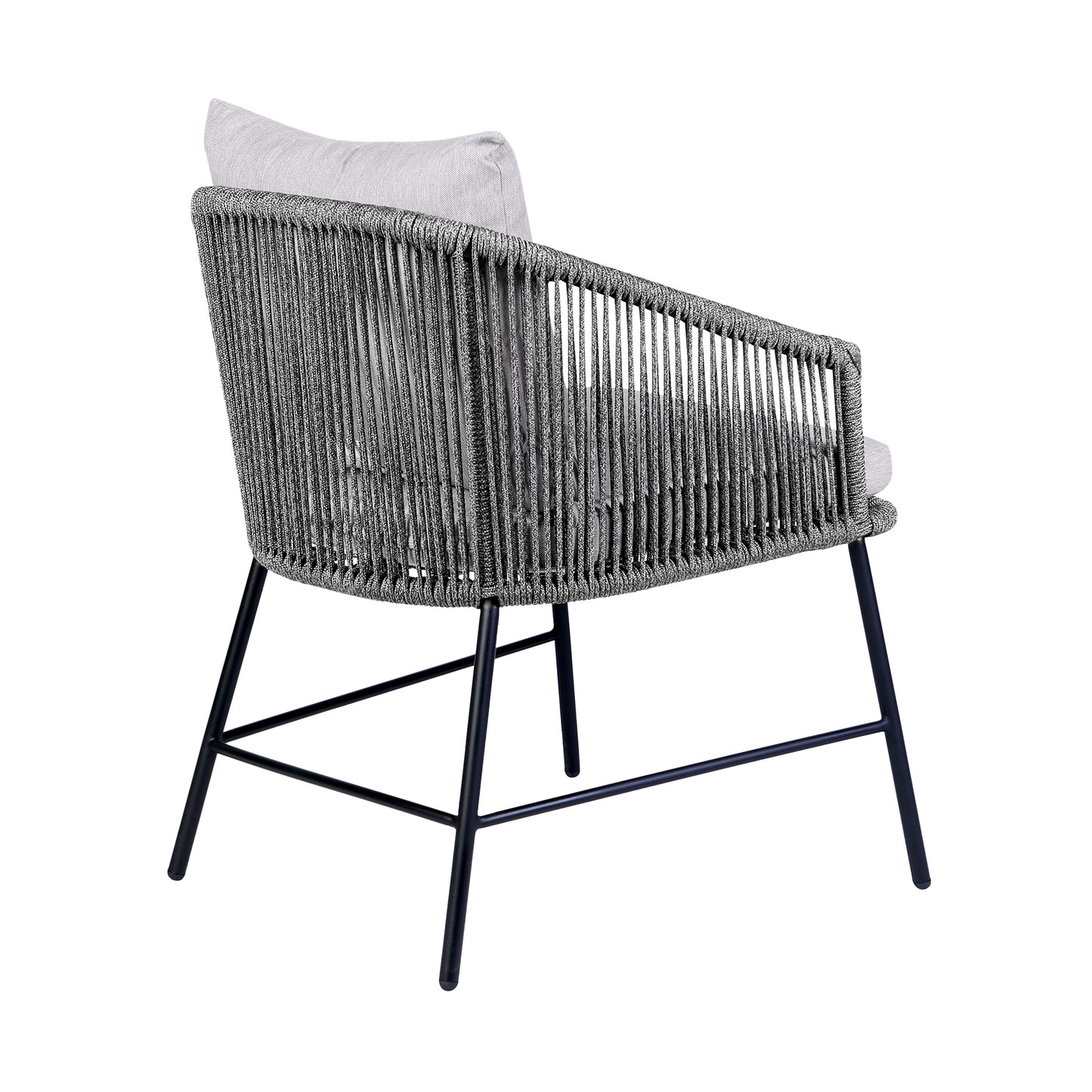 Calica Outdoor Patio Dining Chair in Black Metal and Grey Rope By Armen Living | Outdoor Chairs | Modishstore - 6