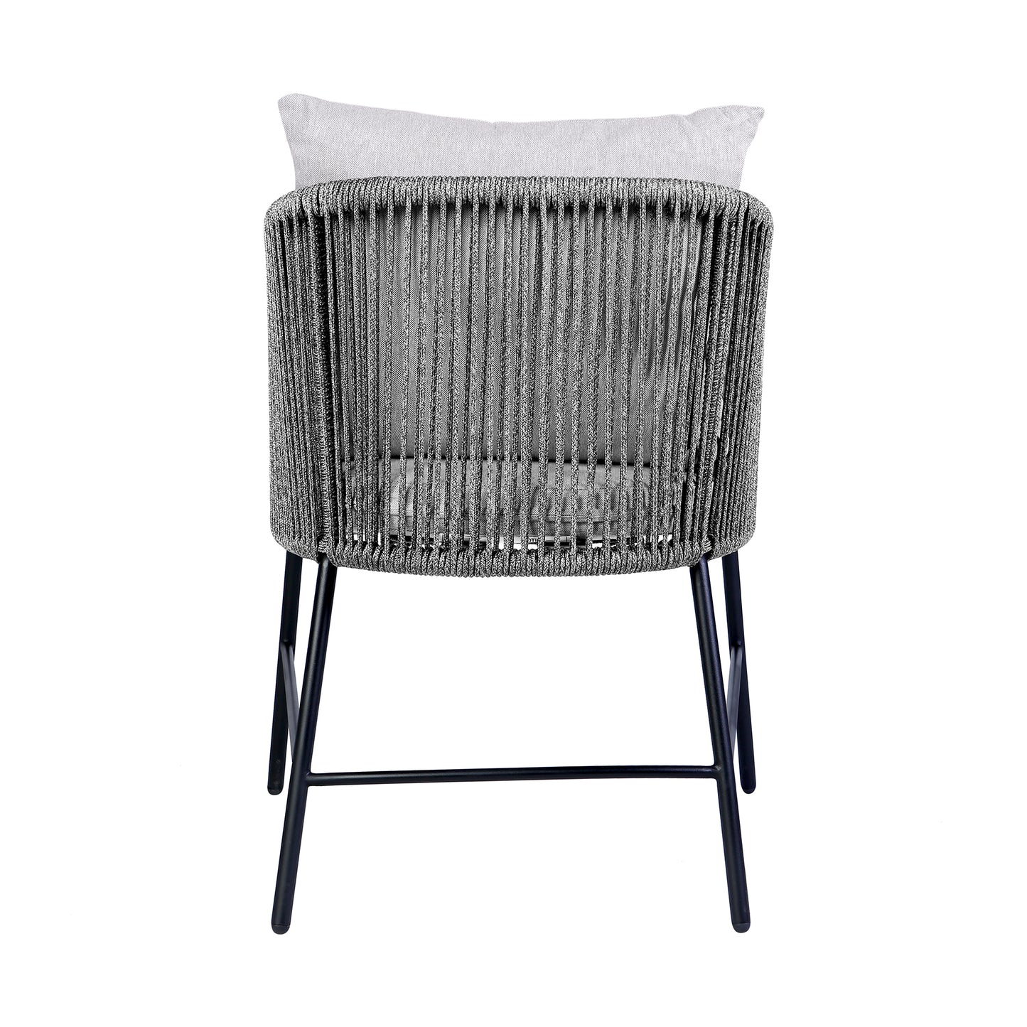 Calica Outdoor Patio Dining Chair in Black Metal and Grey Rope By Armen Living | Outdoor Chairs | Modishstore - 7