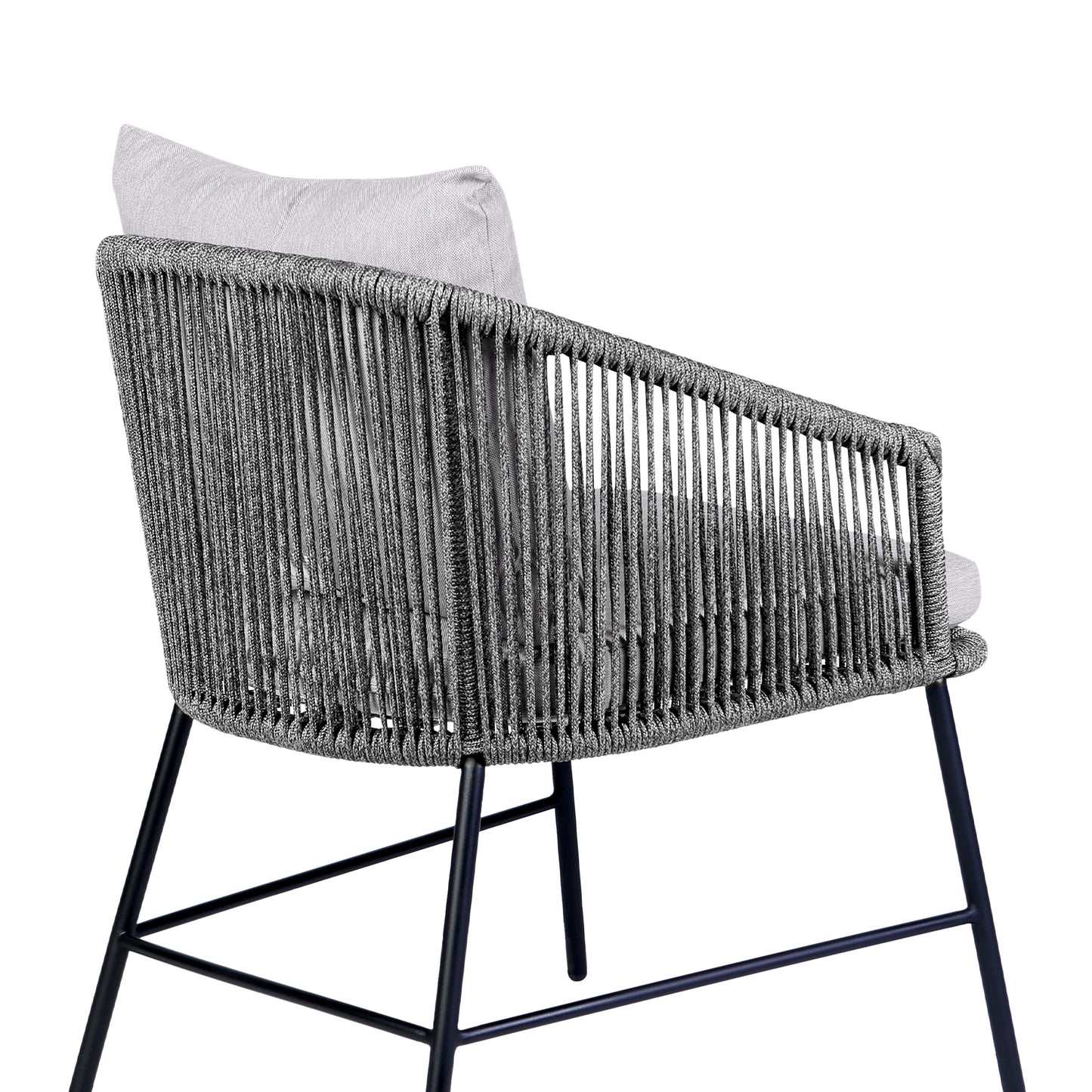 Calica Outdoor Patio Dining Chair in Black Metal and Grey Rope By Armen Living | Outdoor Chairs | Modishstore - 10