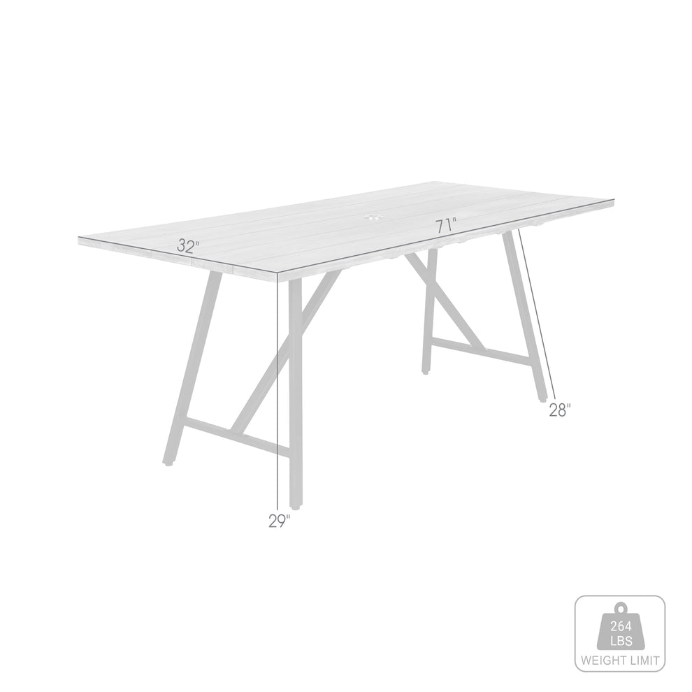 Koala Outdoor Patio Dark Eucalyptus Wood and Metal Rectangle Dining Table By Armen Living | Outdoor Tables | Modishstore - 9