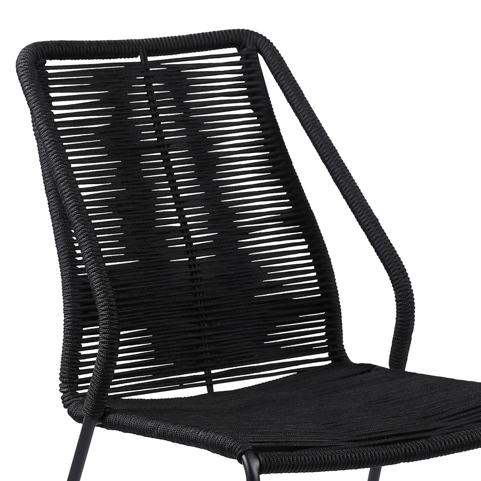 Koala and Clip 5 Piece Dining Set in Dark Eucalyptus Wood and Metal with Black Rope  By Armen Living | Outdoor Dining Sets | Modishstore - 7