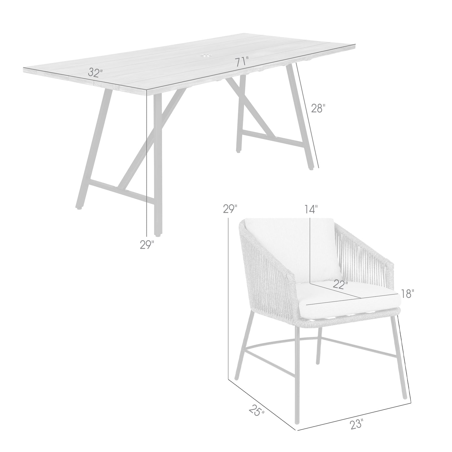 Koala and Calica 5 Piece Dining Set in Dark Eucalyptus and Metal with Grey Rope By Armen Living | Outdoor Dining Sets | Modishstore - 9