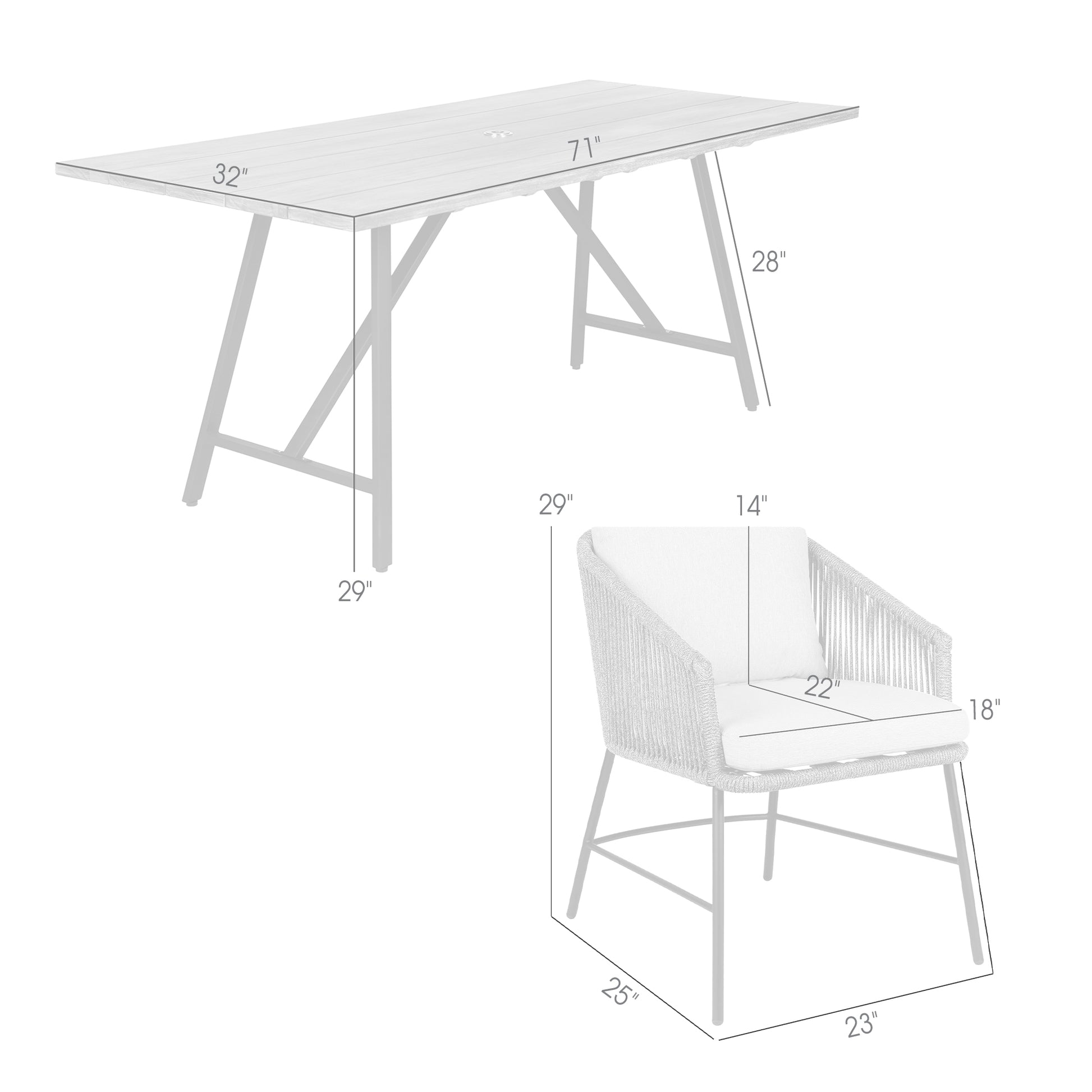 Koala and Calica 5 Piece Dining Set in Dark Eucalyptus and Metal with Grey Rope By Armen Living | Outdoor Dining Sets | Modishstore - 9