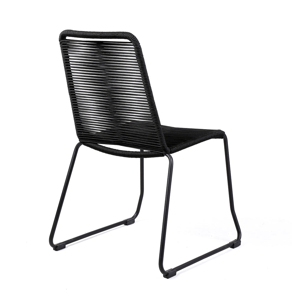 Koala and Shasta 5 Piece Dining Set in Dark Eucalyptus and Metal with Black Rope By Armen Living | Outdoor Dining Sets | Modishstore - 4