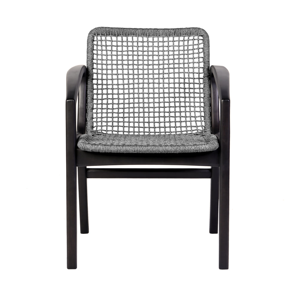 Brighton Outdoor Patio Dining Chair in Dark Eucalyptus Wood and Grey Rope By Armen Living | Outdoor Chairs | Modishstore - 4