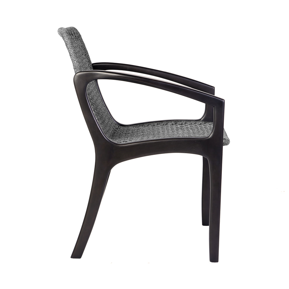 Brighton Outdoor Patio Dining Chair in Dark Eucalyptus Wood and Grey Rope By Armen Living | Outdoor Chairs | Modishstore - 5