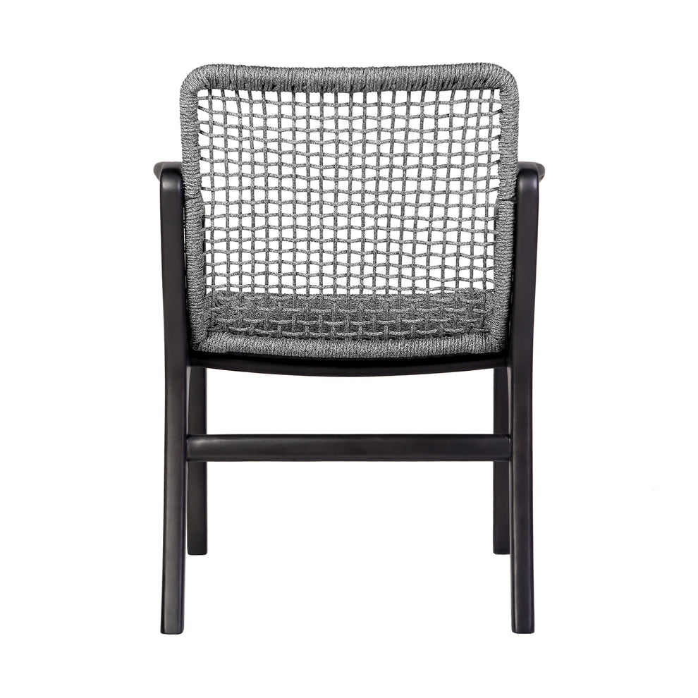 Brighton Outdoor Patio Dining Chair in Dark Eucalyptus Wood and Grey Rope By Armen Living | Outdoor Chairs | Modishstore - 7