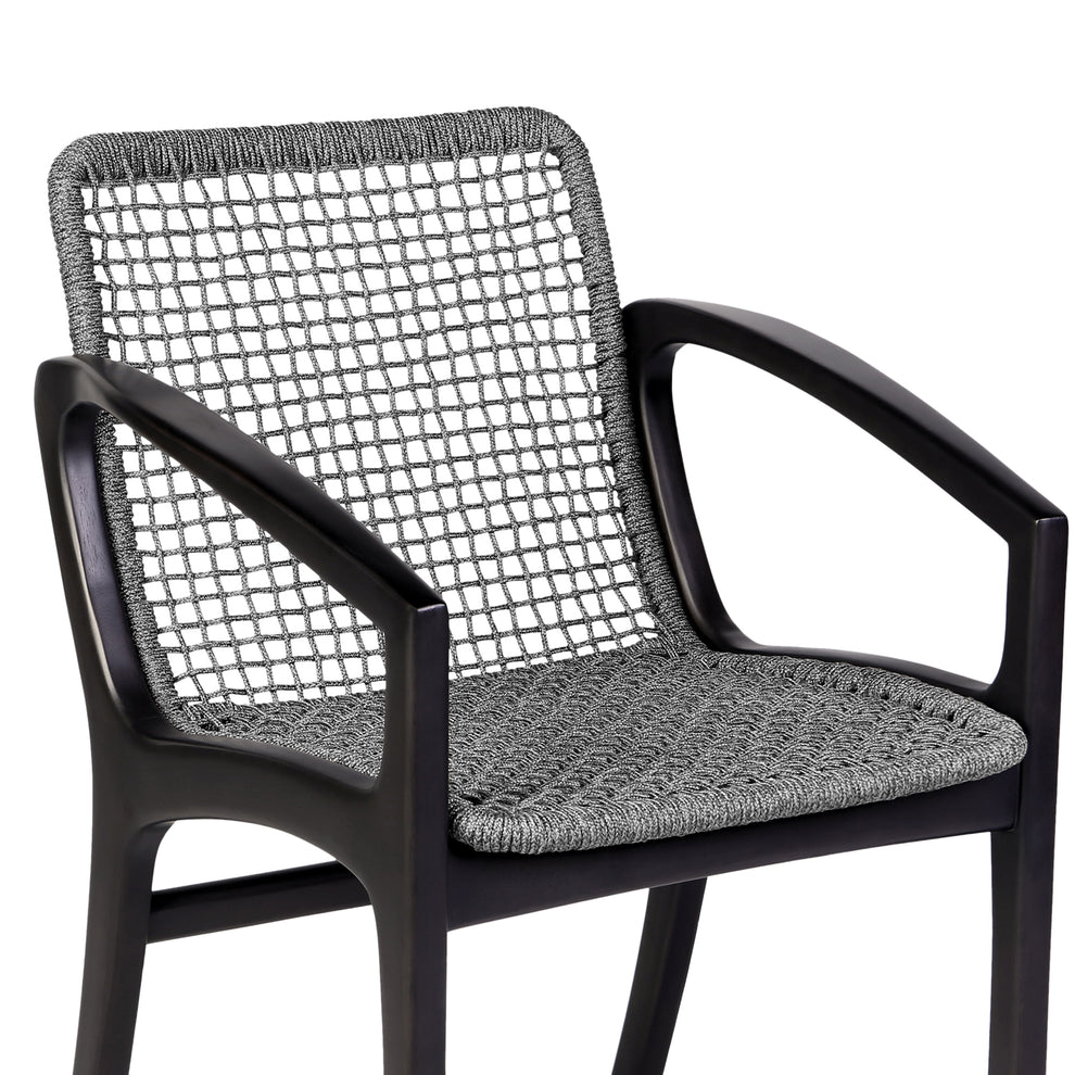 Brighton Outdoor Patio Dining Chair in Dark Eucalyptus Wood and Grey Rope By Armen Living | Outdoor Chairs | Modishstore - 8