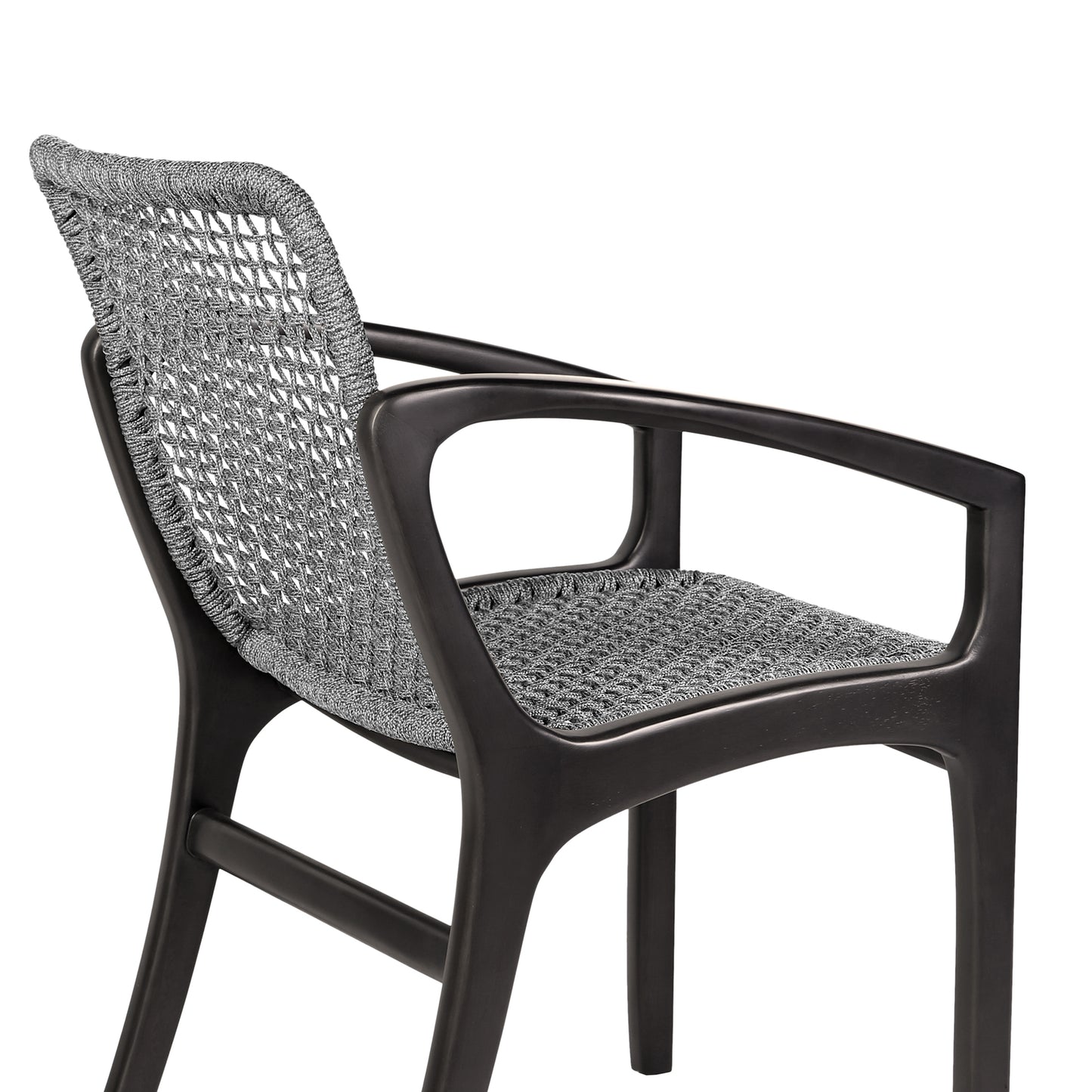 Brighton Outdoor Patio Dining Chair in Dark Eucalyptus Wood and Grey Rope By Armen Living | Outdoor Chairs | Modishstore - 11