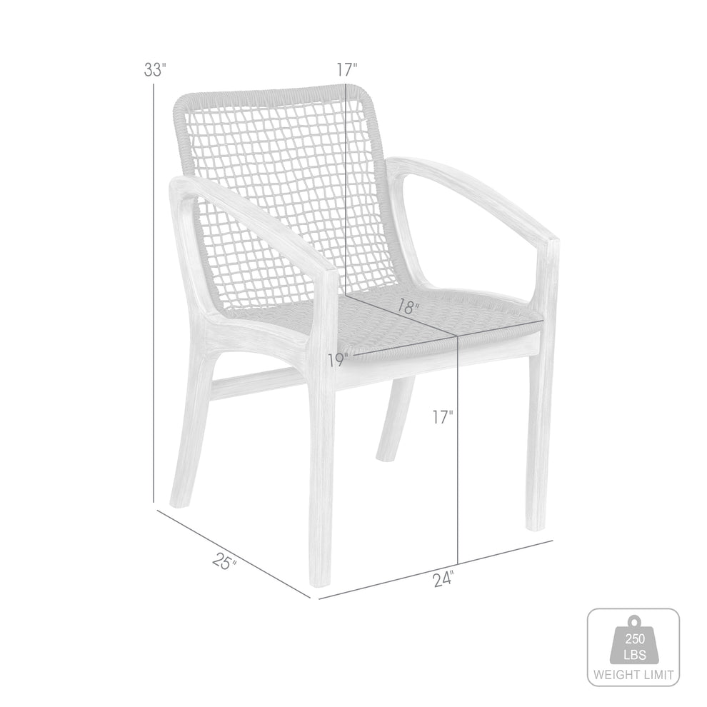 Brighton Outdoor Patio Dining Chair in Dark Eucalyptus Wood and Grey Rope By Armen Living | Outdoor Chairs | Modishstore - 10
