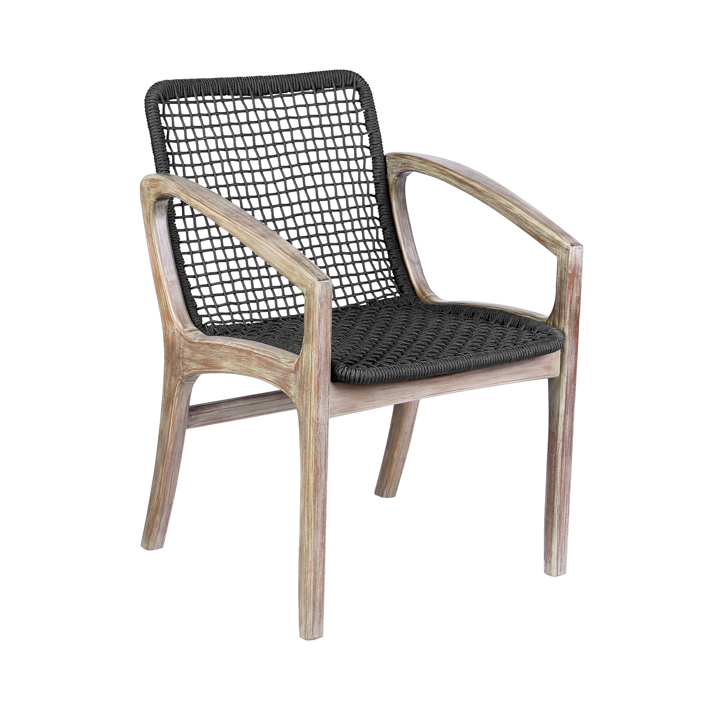 Brighton Outdoor Patio Dining Chair in Dark Eucalyptus Wood and Grey Rope By Armen Living | Outdoor Chairs | Modishstore - 13