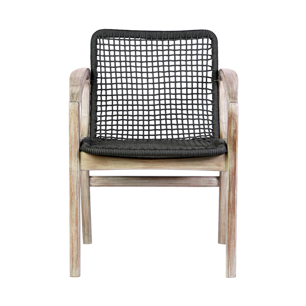 Brighton Outdoor Patio Dining Chair in Dark Eucalyptus Wood and Grey Rope By Armen Living | Outdoor Chairs | Modishstore - 15
