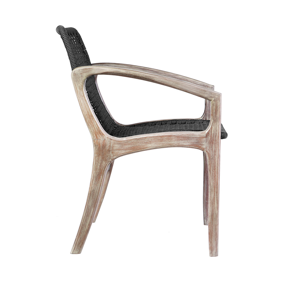 Brighton Outdoor Patio Dining Chair in Dark Eucalyptus Wood and Grey Rope By Armen Living | Outdoor Chairs | Modishstore - 16