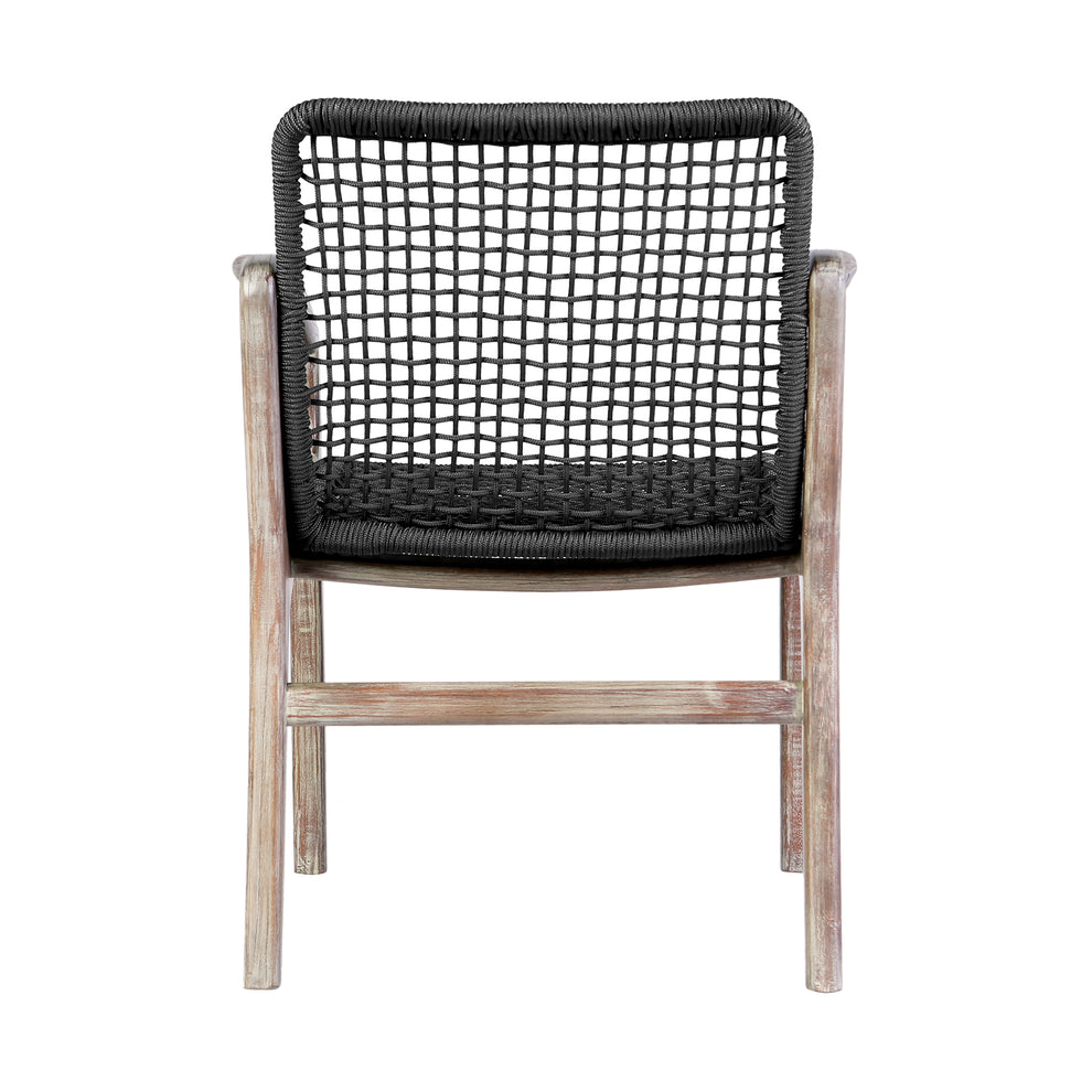 Brighton Outdoor Patio Dining Chair in Dark Eucalyptus Wood and Grey Rope By Armen Living | Outdoor Chairs | Modishstore - 18