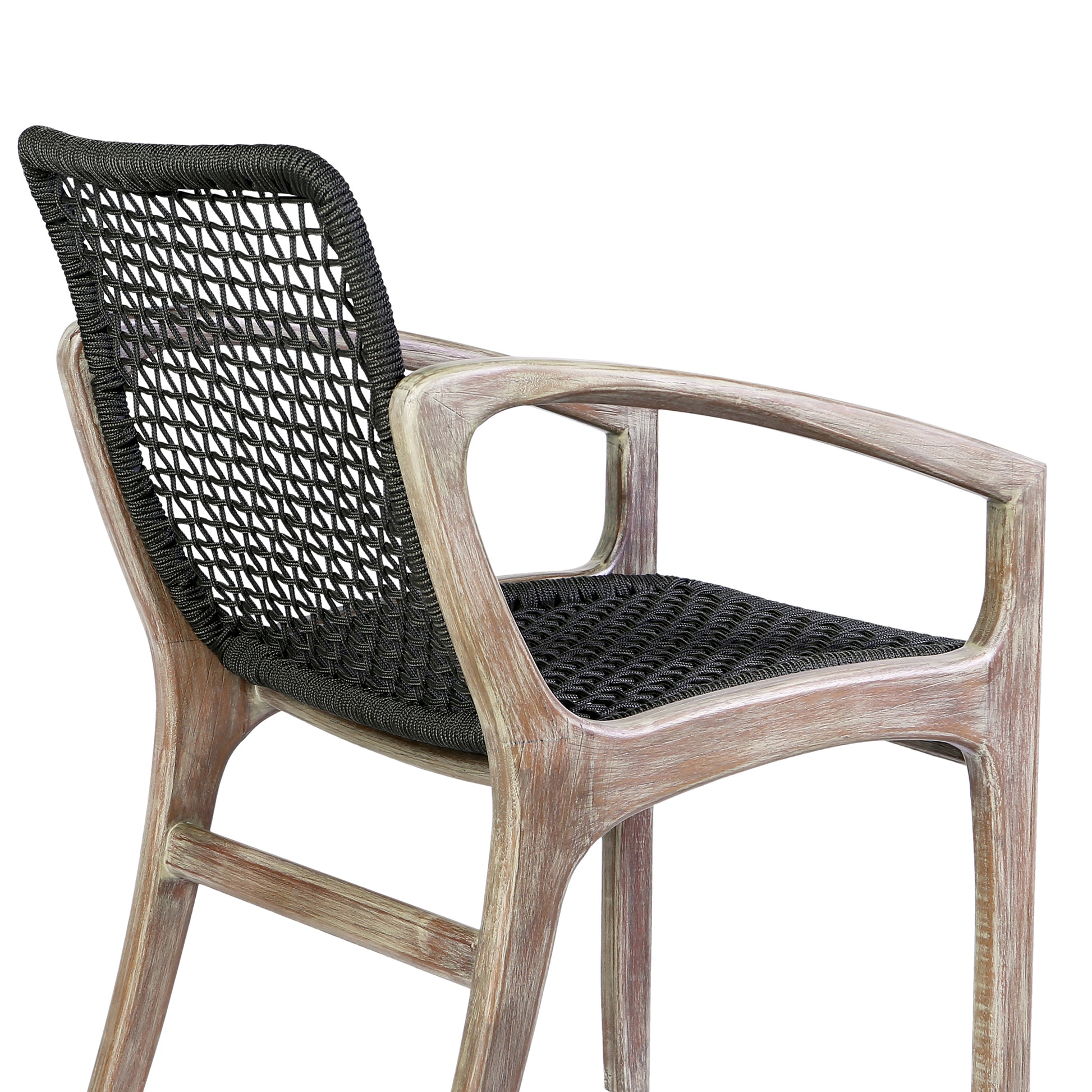 Brighton Outdoor Patio Dining Chair in Dark Eucalyptus Wood and Grey Rope By Armen Living | Outdoor Chairs | Modishstore - 22