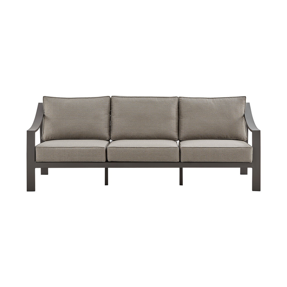 Mongo 4 Piece Outdoor Patio Furniture Set in Dark Brown Aluminum with Cushions By Armen Living | Outdoor Dining Sets | Modishstore - 3