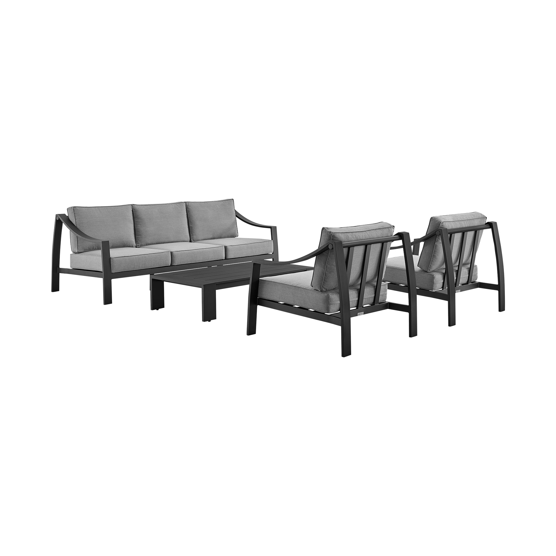 Mongo 4 Piece Outdoor Patio Furniture Set in Dark Brown Aluminum with Cushions By Armen Living | Outdoor Dining Sets | Modishstore - 12