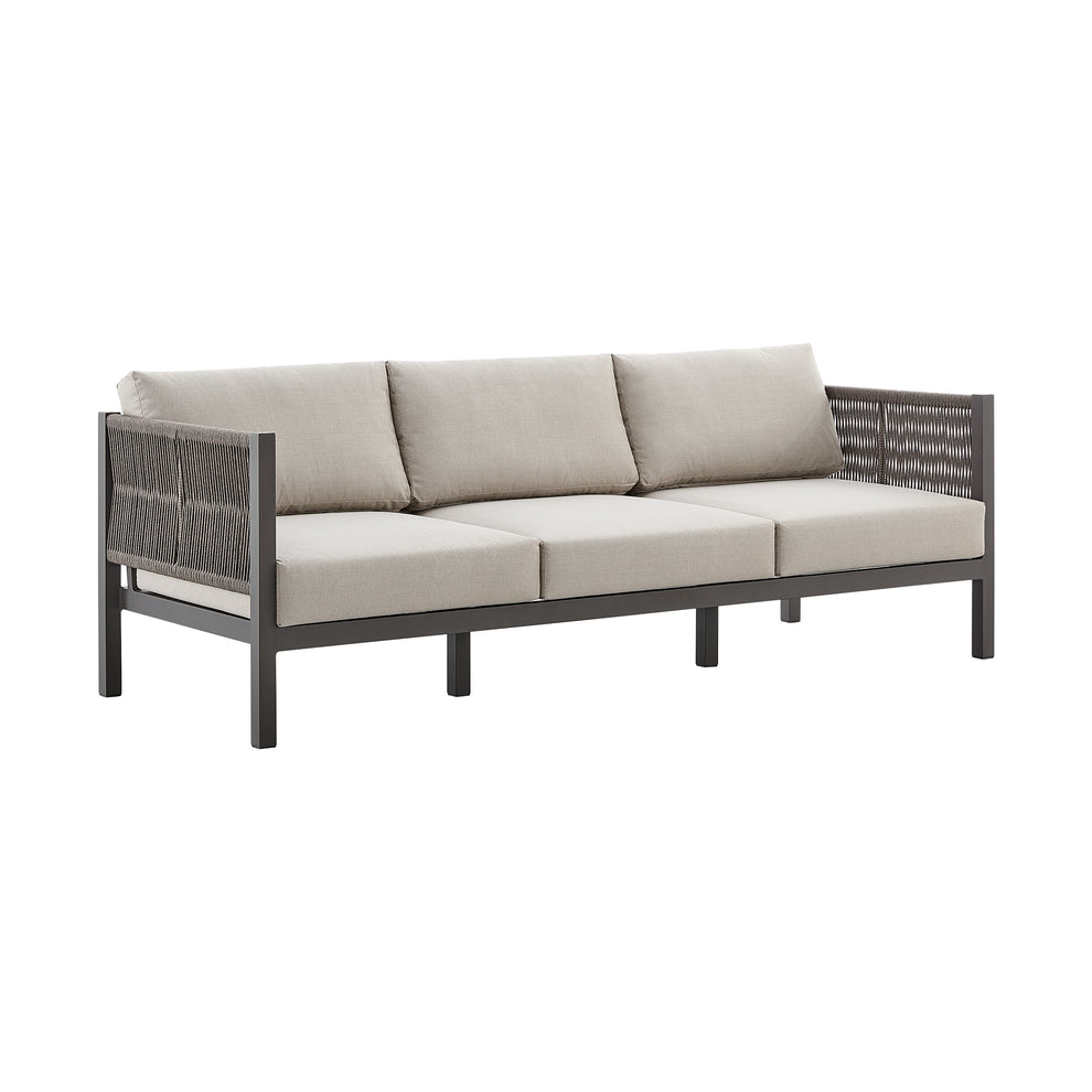 Cuffay 4 Piece Outdoor Patio Furniture Set in Brown Aluminum and Rope with Cushions By Armen Living | Outdoor Dining Sets | Modishstore - 3