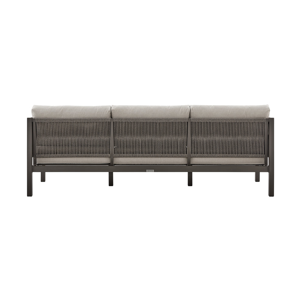 Cuffay 4 Piece Outdoor Patio Furniture Set in Brown Aluminum and Rope with Cushions By Armen Living | Outdoor Dining Sets | Modishstore - 5