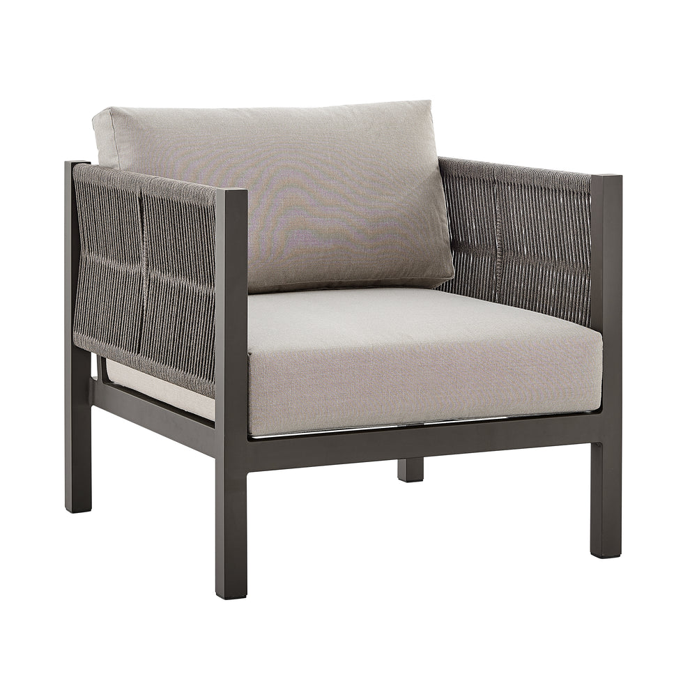 Cuffay 4 Piece Outdoor Patio Furniture Set in Brown Aluminum and Rope with Cushions By Armen Living | Outdoor Dining Sets | Modishstore - 6