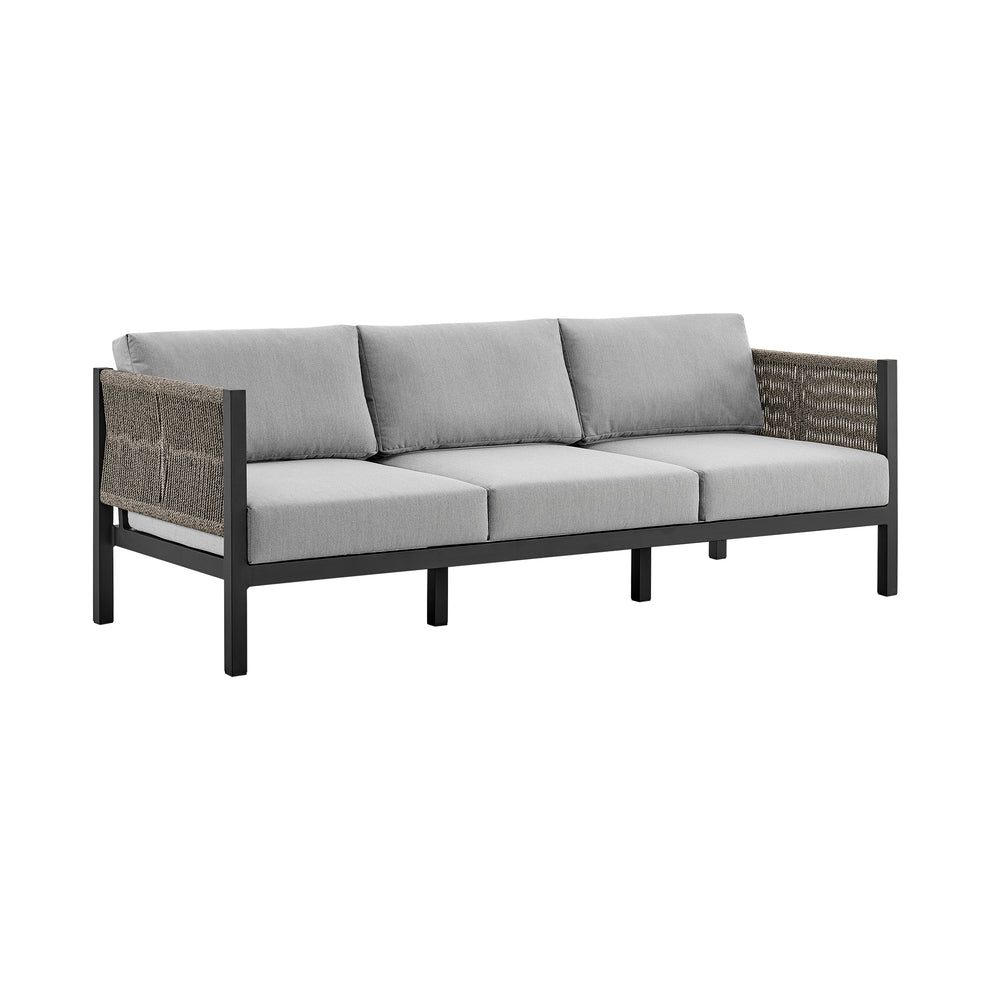 Cuffay 4 Piece Outdoor Patio Furniture Set in Brown Aluminum and Rope with Cushions By Armen Living | Outdoor Dining Sets | Modishstore - 13