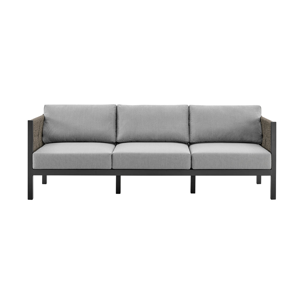 Cuffay 4 Piece Outdoor Patio Furniture Set in Brown Aluminum and Rope with Cushions By Armen Living | Outdoor Dining Sets | Modishstore - 14