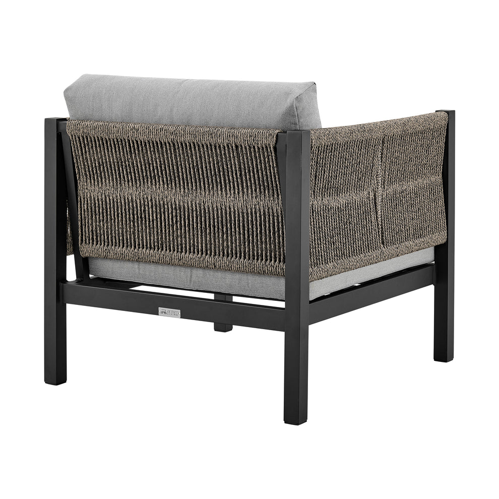 Cuffay 4 Piece Outdoor Patio Furniture Set in Brown Aluminum and Rope with Cushions By Armen Living | Outdoor Dining Sets | Modishstore - 17